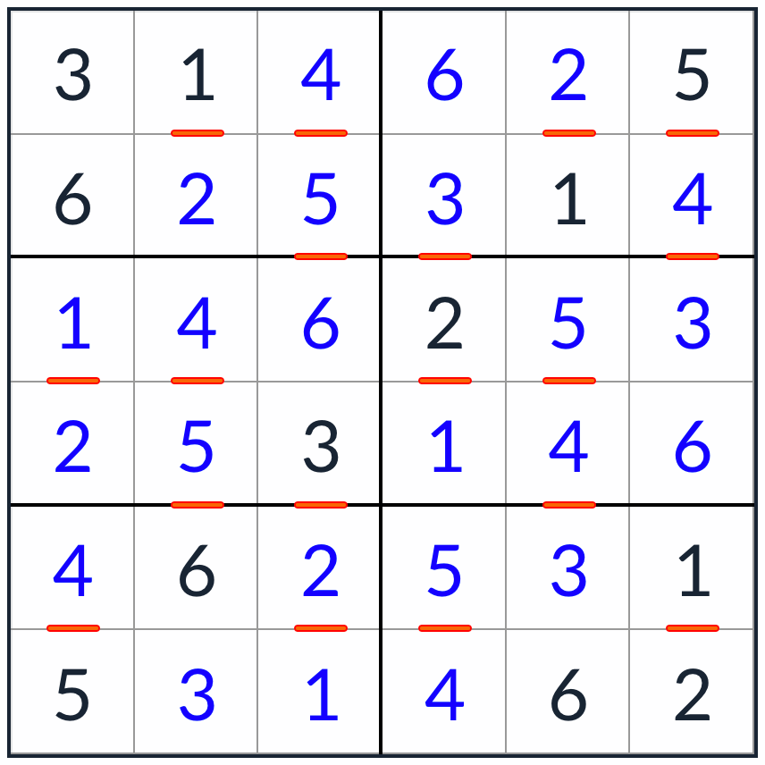 solução consecutiva sudoku 6x6 consecutiva