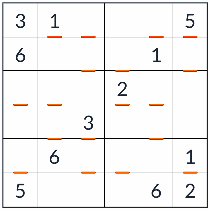 Sudoku 6x6 consecutivo de King Anti-King