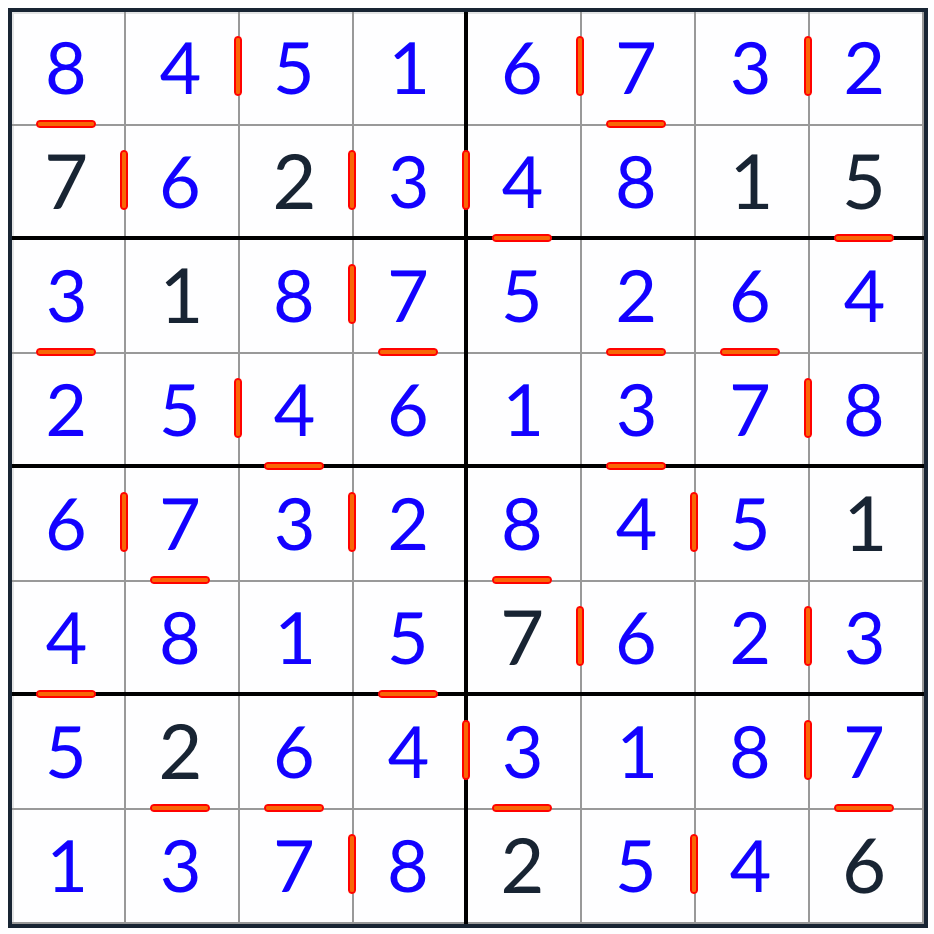 solução sudoku 8x8 consecutiva