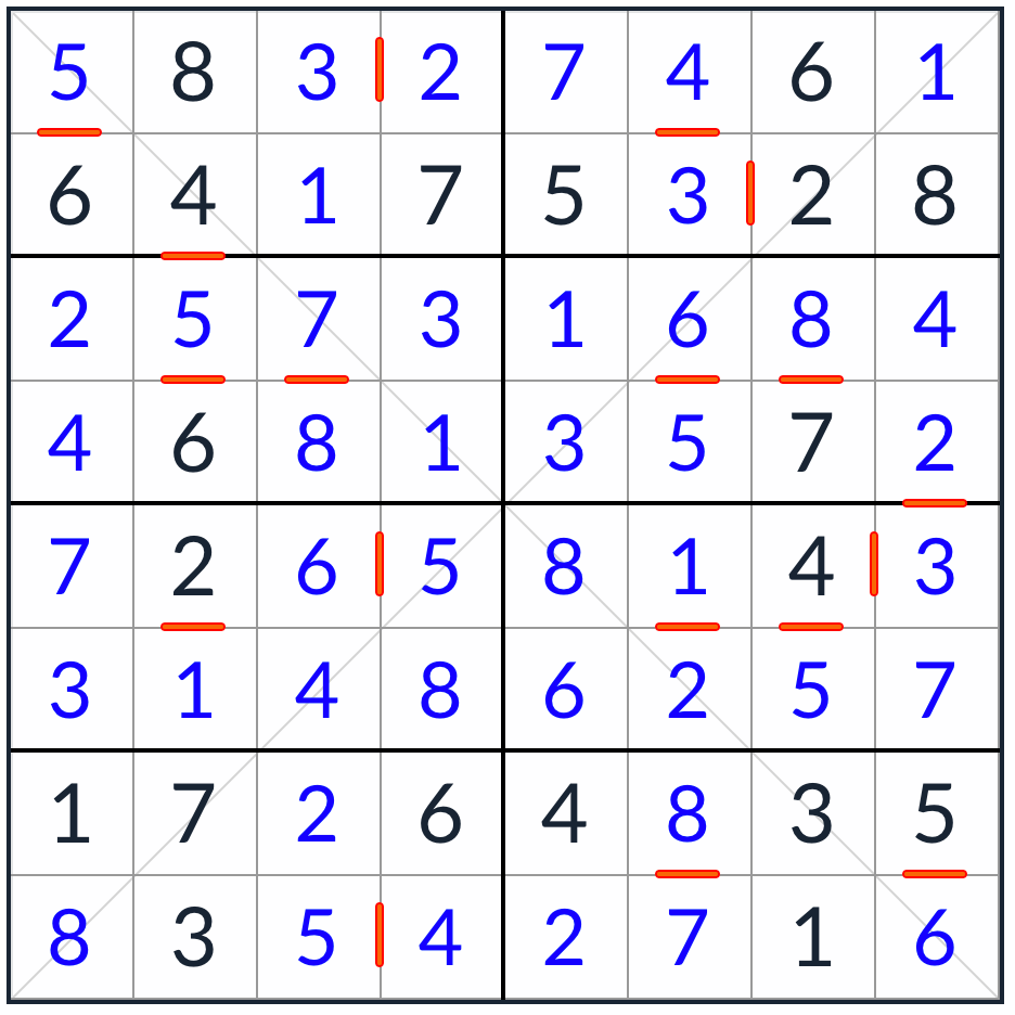 diagonal consecutivo sudoku 8x8 Solução