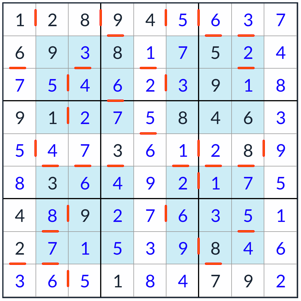 solução de quebra -cabeça sudoku consecutiva hiper consecutiva