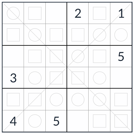 Diagonal uniforme sudoku 6x6