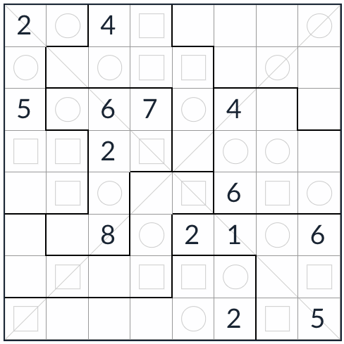 Diagonal irregular uniforme sudoku 8x8