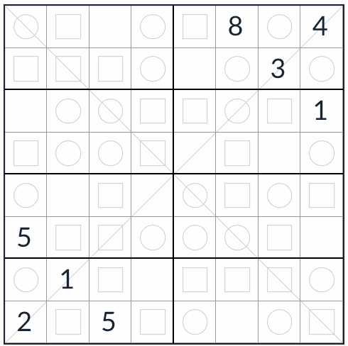 Anti-king diagonal uniforme sudoku 8x8