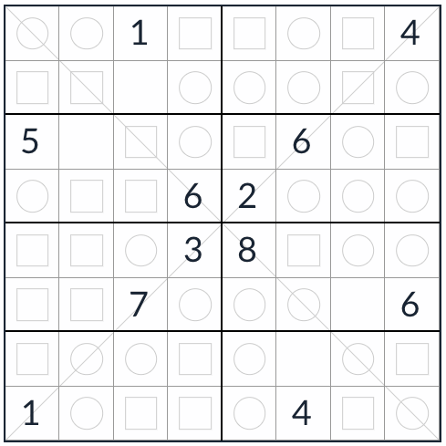 Diagonal uniforme sudoku 8x8