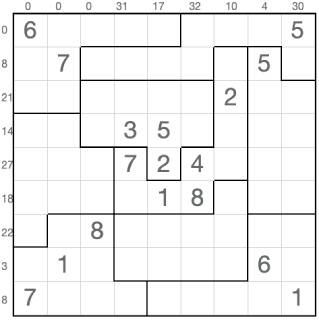 Sudoku de sanduíche de quebra-cabeça