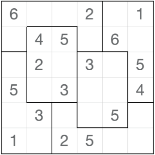 Sudoku de quebra-cabeça 6x6