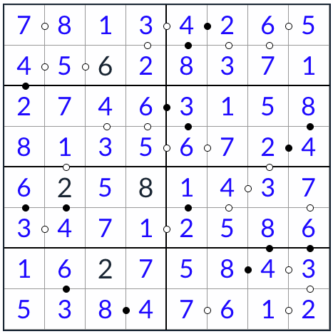 kropki sudoku solução