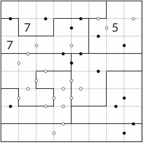 Kropki sudoku 8x8 irregular anti-knight