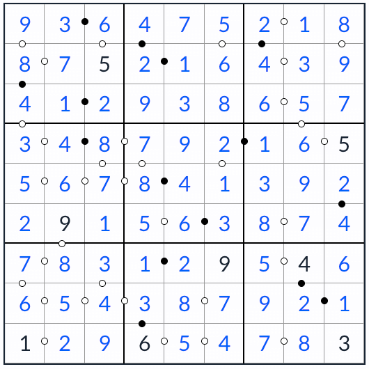 anti-knight kropki sudoku solução
