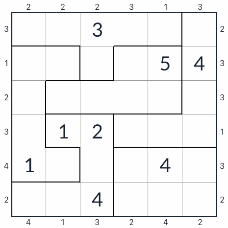 Arranha -céus irregulares sudoku 6x6