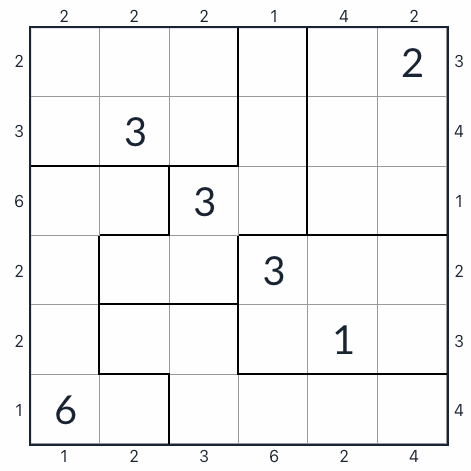 Espacra irregular anti-knight Sudoku 6x6