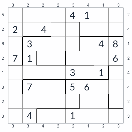 Arranha -céus irregulares sudoku 8x8