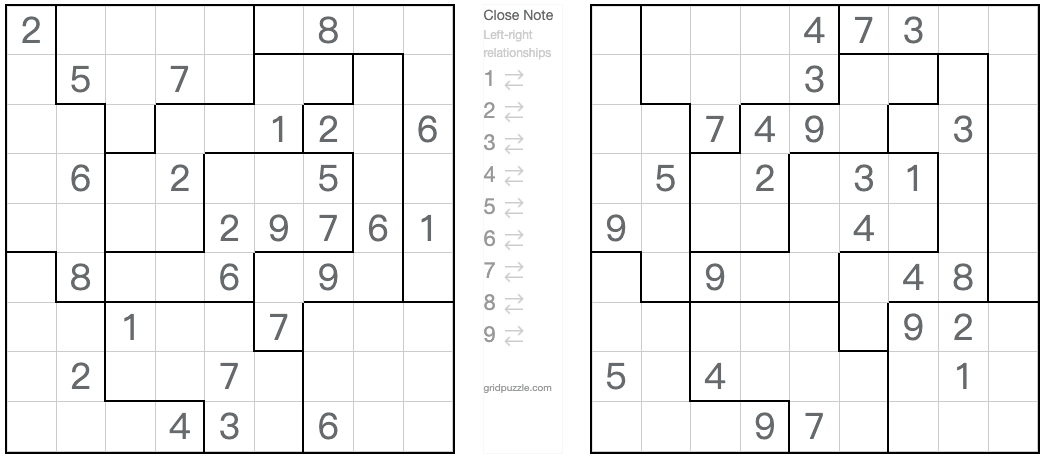 Jigsaw Sudoku correspondente gêmeo